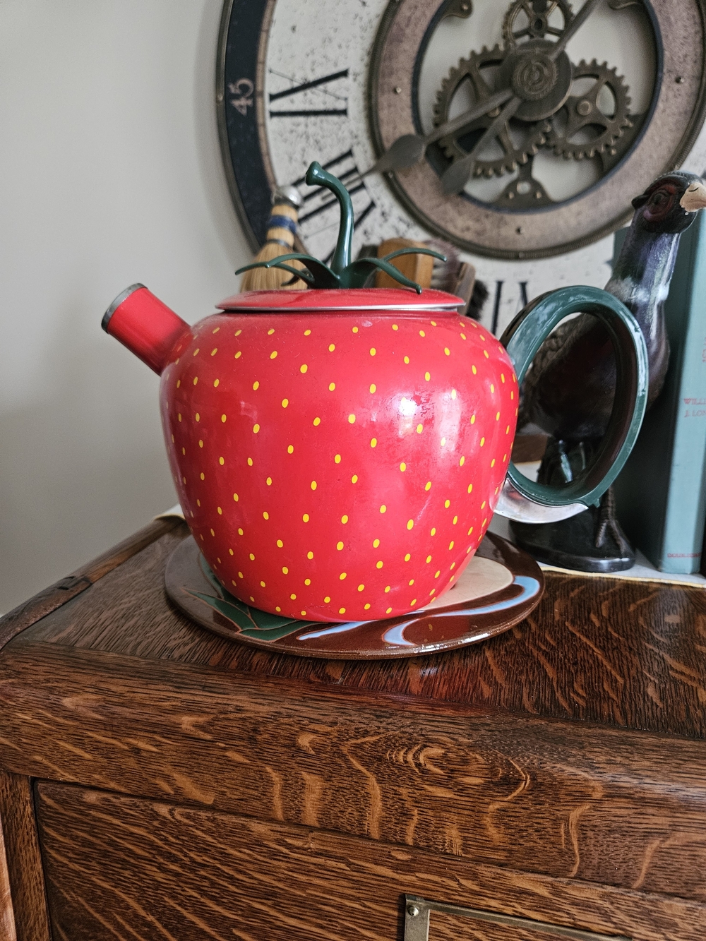 Whimsical Red Strawberry Teapot by